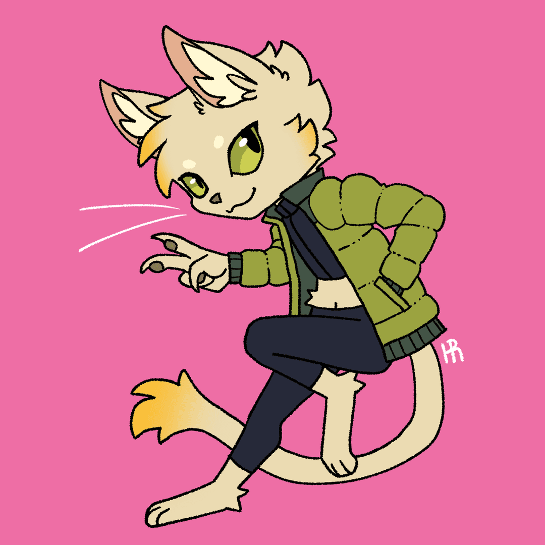 vector illustration of Senna wearing a puffer jacket, leggings and a crop top.