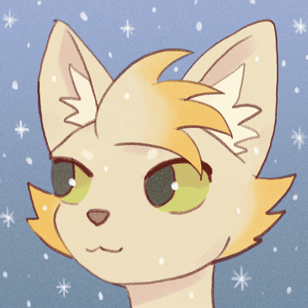 digital painting of Senna's head with snow falling around them.